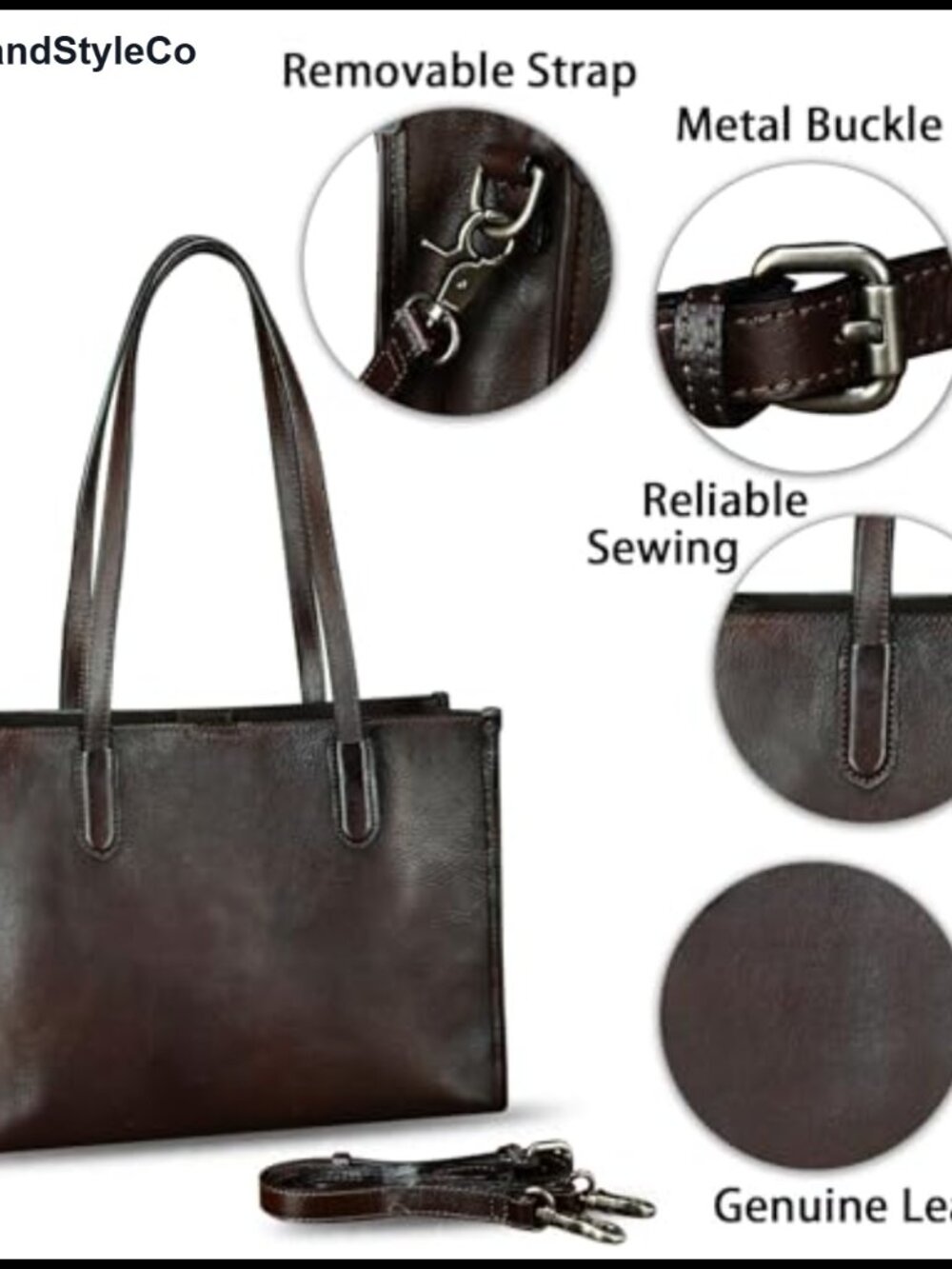 Genuine Leather Satchel Shoulder Crossbody Hobo Tote Purse Handbag - Picture 5 of 6